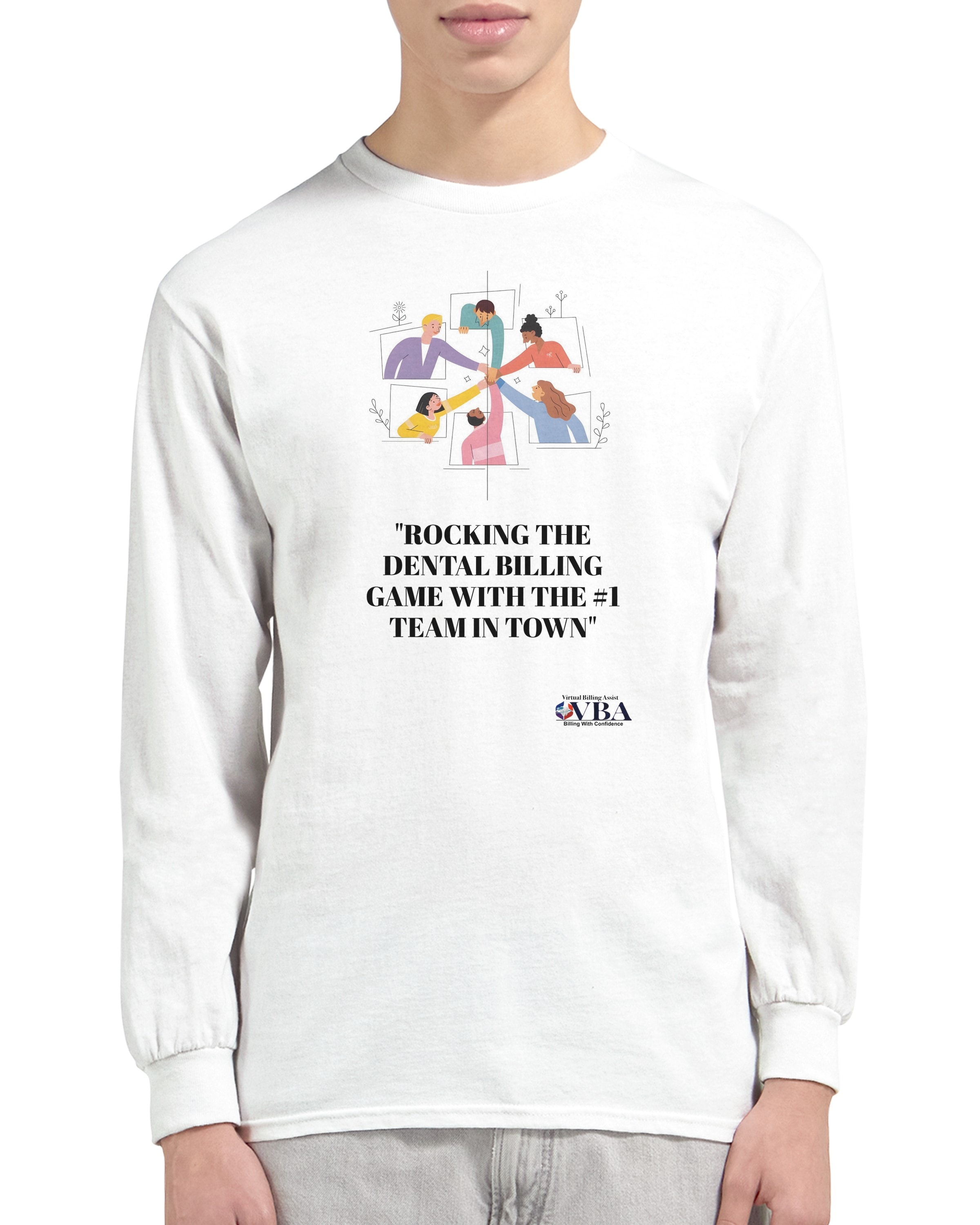 Long Sleeve T-Shirt White Team Design — lifestyle 1