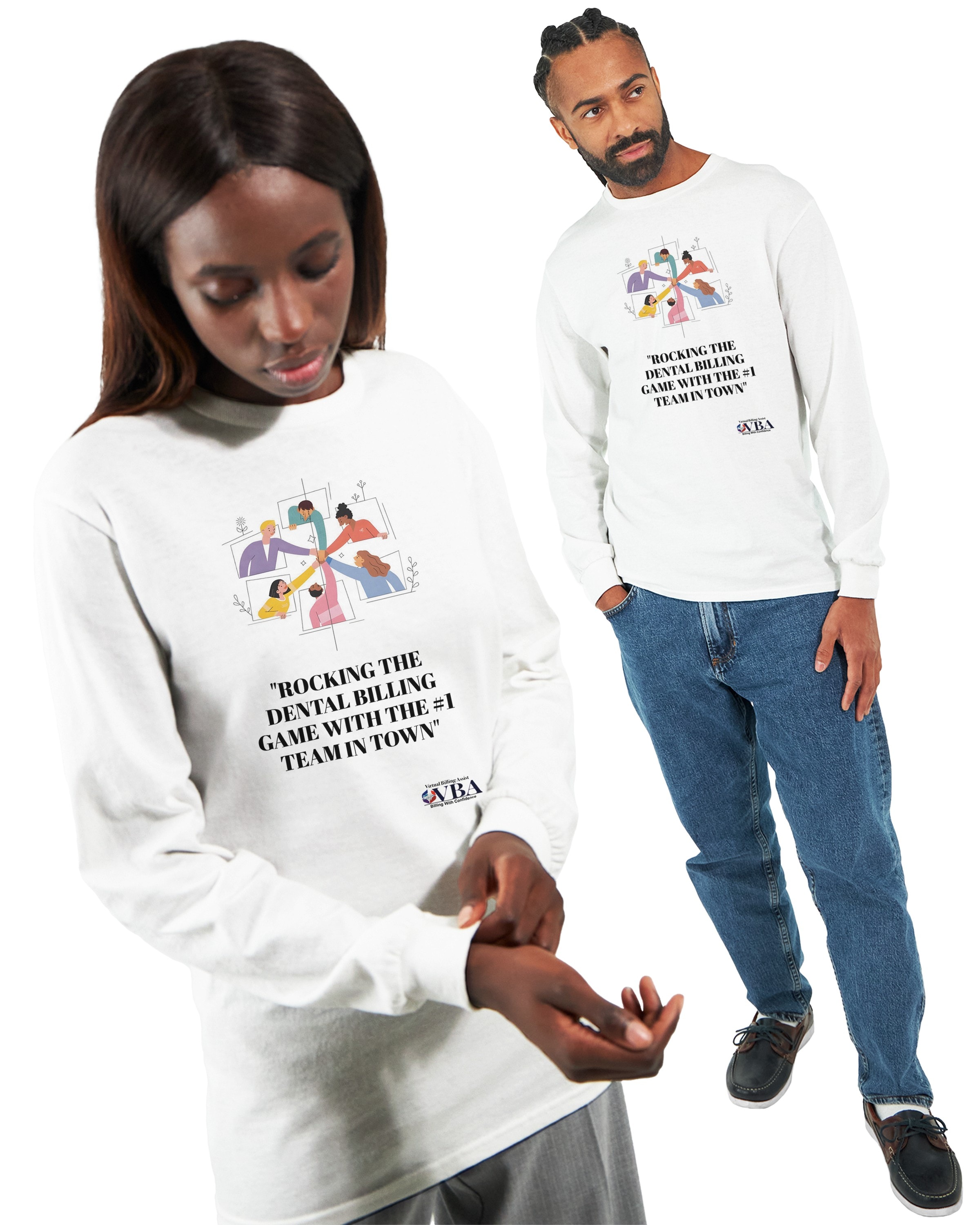 Long Sleeve T-Shirt White Team Design — lifestyle 3